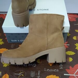 Sun + Stone Light Brown Ankle Boots